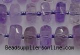 CRB565 15.5 inches 6*10mm faceted rondelle amethyst beads