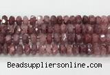 CRB5660 15.5 inches 7*11mm-9*13mm faceted rondelle strawberry quartzbeads wholesale