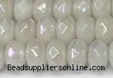 CRB5700 15 inches 5*8mm faceted rondelle AB-color white jade beads