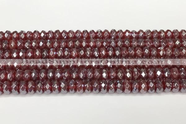 CRB5709 15 inches 5*8mm faceted rondelle AB-color red agate beads