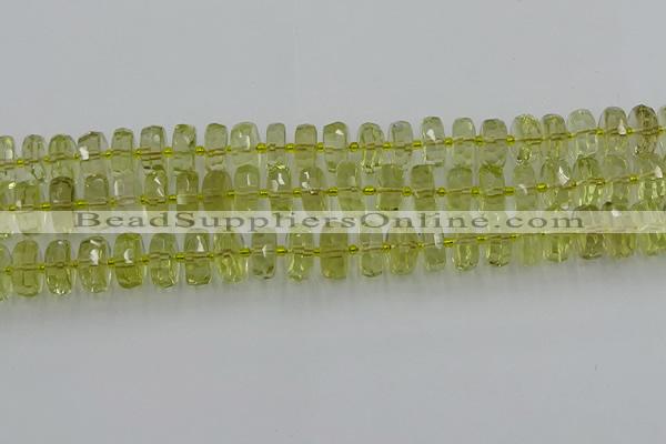 CRB573 15.5 inches 6*10mm faceted rondelle lemon quartz beads