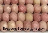 CRB5807 15 inches 4*6mm, 5*8mm faceted rondelle pink wooden jasper beads