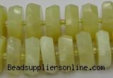 CRB609 15.5 inches 8*18mm faceted rondelle yellow opal beads