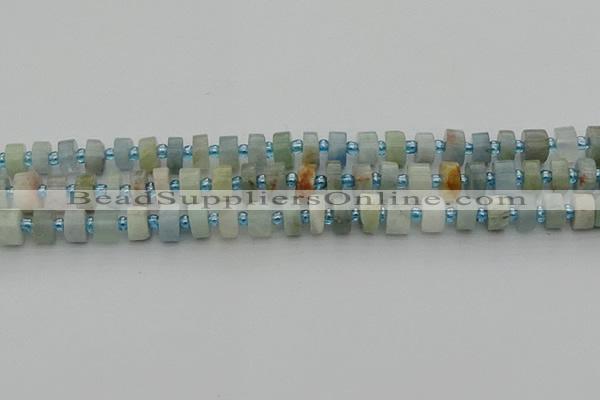 CRB645 15.5 inches 5*8mm tyre aquamarine gemstone beads