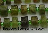 CRB664 15.5 inches 5*8mm tyre green garnet gemstone beads