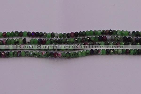 CRB725 15.5 inches 2.5*4mm faceted rondelle ruby zoisite beads