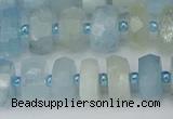 CRB802 15.5 inches 6*10mm faceted rondelle aquamarine beads