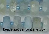 CRB803 15.5 inches 7*12mm faceted rondelle aquamarine beads