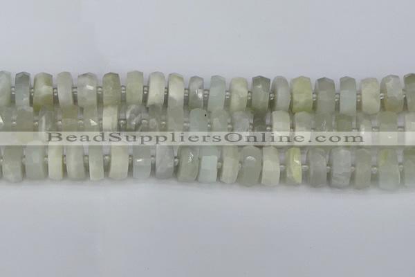 CRB812 15.5 inches 8*14mm faceted rondelle grey moonstone beads