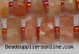 CRB819 15.5 inches 7*12mm faceted rondelle orange moonstone beads