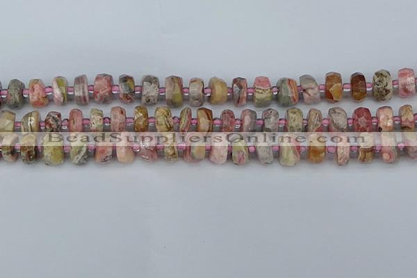 CRB834 15.5 inches 6*10mm faceted rondelle rhodochrosite beads