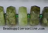 CRB854 15.5 inches 8*18mm faceted rondelle green garnet beads