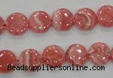 CRC106 15.5 inches 12mm flat round natural argentina rhodochrosite beads