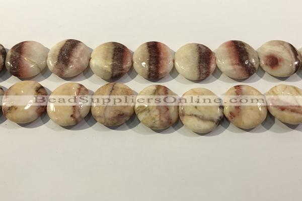 CRC1071 15.5 inches 25mm flat round rhodochrosite beads