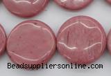 CRC694 15.5 inches 25mm flat round rhodochrosite beads wholesale