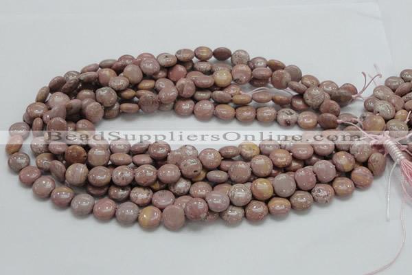 CRC72 15.5 inches 12mm flat round rhodochrosite gemstone beads