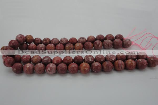 CRC805 15.5 inches 14mm faceted round Brazilian rhodochrosite beads