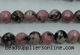 CRD12 15.5 inches 8mm faceted round rhodonite gemstone beads