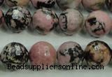 CRD16 15.5 inches 14mm faceted round rhodonite gemstone beads