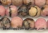 CRD360 15 inches 6mm faceted round rhodonite beads wholesale