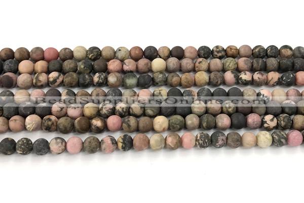 CRD365 15 inches 4mm round matte rhodonite beads