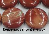 CRE09 16 inches 25mm flat round natural red jasper beads wholesale