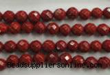 CRE152 15.5 inches 6mm faceted round red jasper beads wholesale