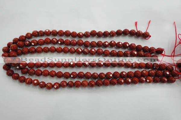 CRE153 15.5 inches 8mm faceted round red jasper beads wholesale