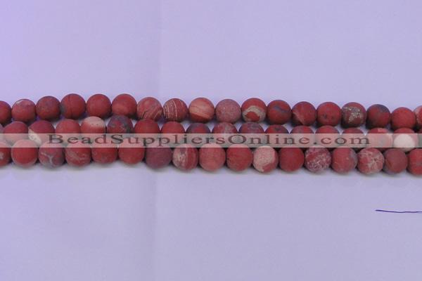 CRE165 15.5 inches 14mm round matte red jasper beads