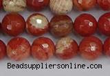 CRE332 15.5 inches 8mm faceted round red jasper beads