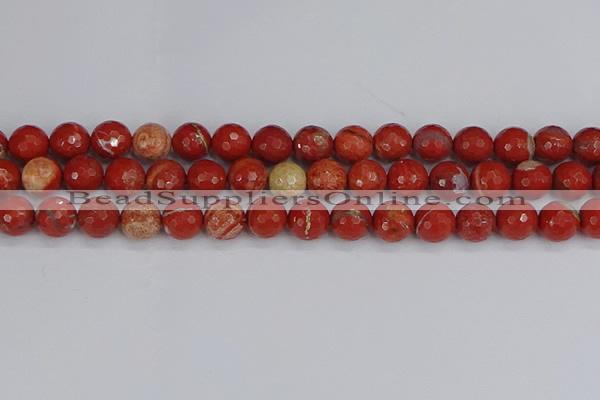 CRE333 15.5 inches 10mm faceted round red jasper beads