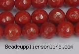 CRE340 15.5 inches 8mm faceted round red jasper beads