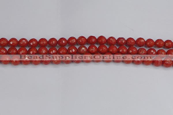 CRE340 15.5 inches 8mm faceted round red jasper beads