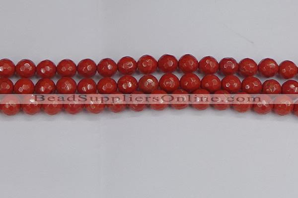 CRE342 15.5 inches 12mm faceted round red jasper beads