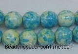 CRF104 15.5 inches 12mm round dyed rain flower stone beads wholesale