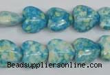 CRF132 15.5 inches 14*14mm heart dyed rain flower stone beads