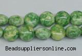 CRF196 15.5 inches 10mm flat round dyed rain flower stone beads