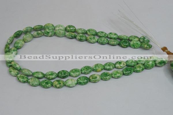 CRF204 15.5 inches 10*14mm oval dyed rain flower stone beads