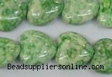 CRF214 15.5 inches 18*18mm heart dyed rain flower stone beads