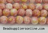 CRF314 15.5 inches 4mm round dyed rain flower stone beads wholesale