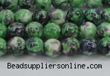 CRF349 15.5 inches 4mm round dyed rain flower stone beads wholesale