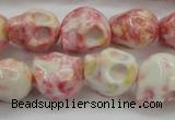 CRF358 15.5 inches 11*12mm skull dyed rain flower stone beads