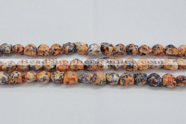 CRF360 15.5 inches 11*12mm skull dyed rain flower stone beads