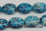 CRF71 15.5 inches 13*18mm oval dyed rain flower stone beads wholesale