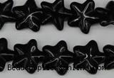 CRG21 15.5 inches 16*16mm star black agate gemstone beads wholesale