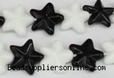 CRG23 15.5 inches 16*16mm star black & white agate gemstone beads