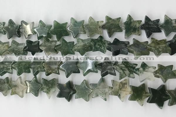 CRG40 15.5 inches 14mm flat star moss agate gemstone beads wholesale