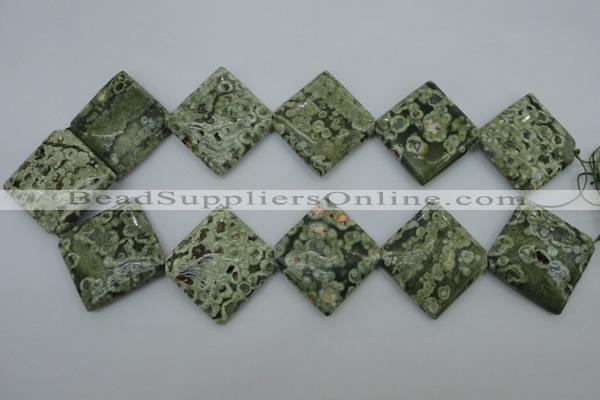 CRH146 15.5 inches 30*30mm diamond rhyolite gemstone beads