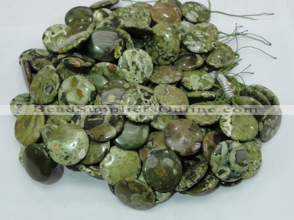 CRH38 15.5 inches 18mm flat round rhyolite beads wholesale