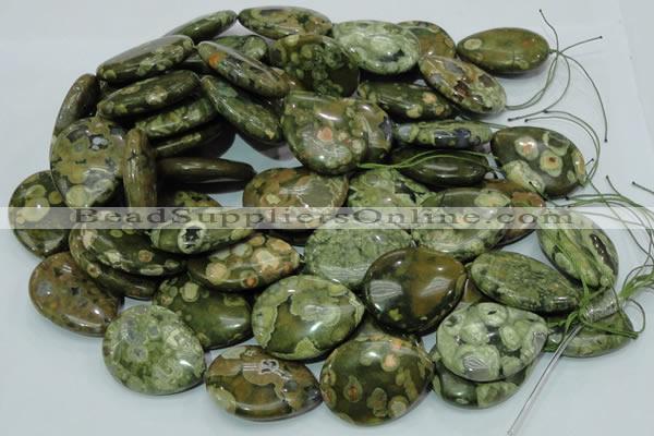 CRH50 15.5 inches 30*40mm flat teardrop rhyolite beads wholesale